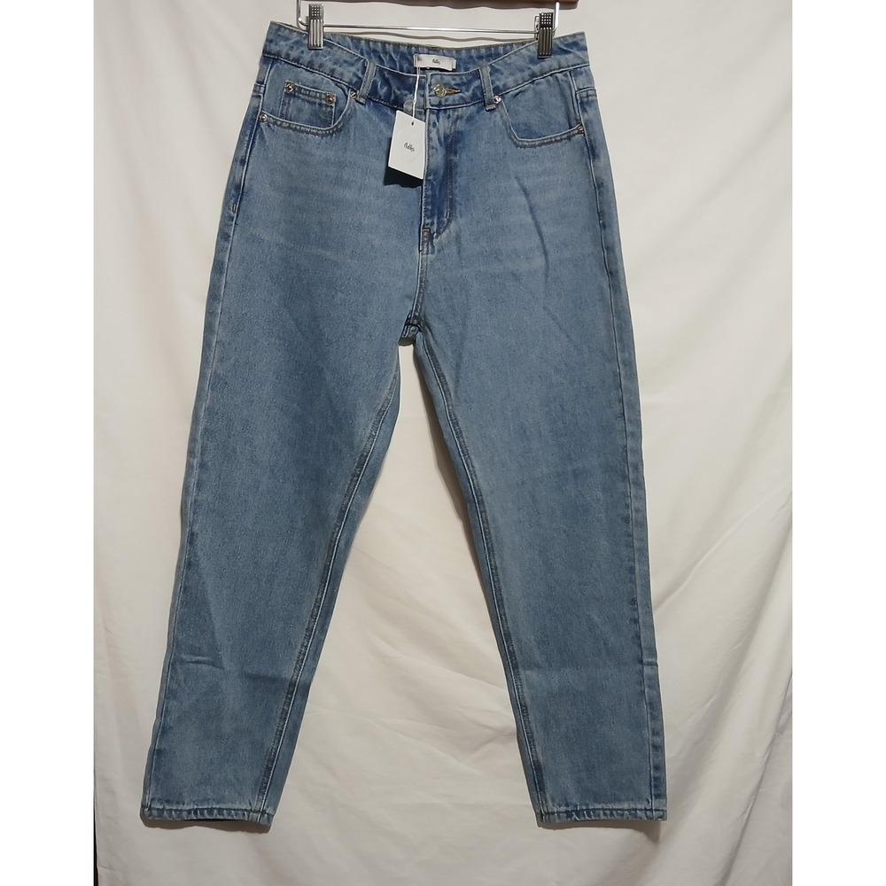 Adika Mom Jeans High‎ Waist Relaxed Fit Denim Jeans Light Wash Size L